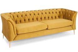 Duża sofa 2,5 os. glamour Chesterfield - musztardowy