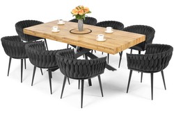Komplet glamour do jadalni 8-osobowy: stół rozkładany BOSTON i krzesła ROSA - czarny