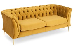 Mała sofa dwuosobowa do salonu Chesterfield - musztardowy