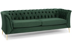 Pikowana sofa 2,5 osobowa Chesterfield - ciemnozielony