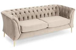 Pikowana sofa dwuosobowa Chesterfield - jasny beż