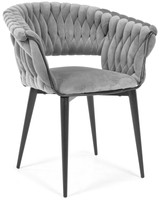 Welurowe krzesło glamour IRIS LUX - szaro-czarne